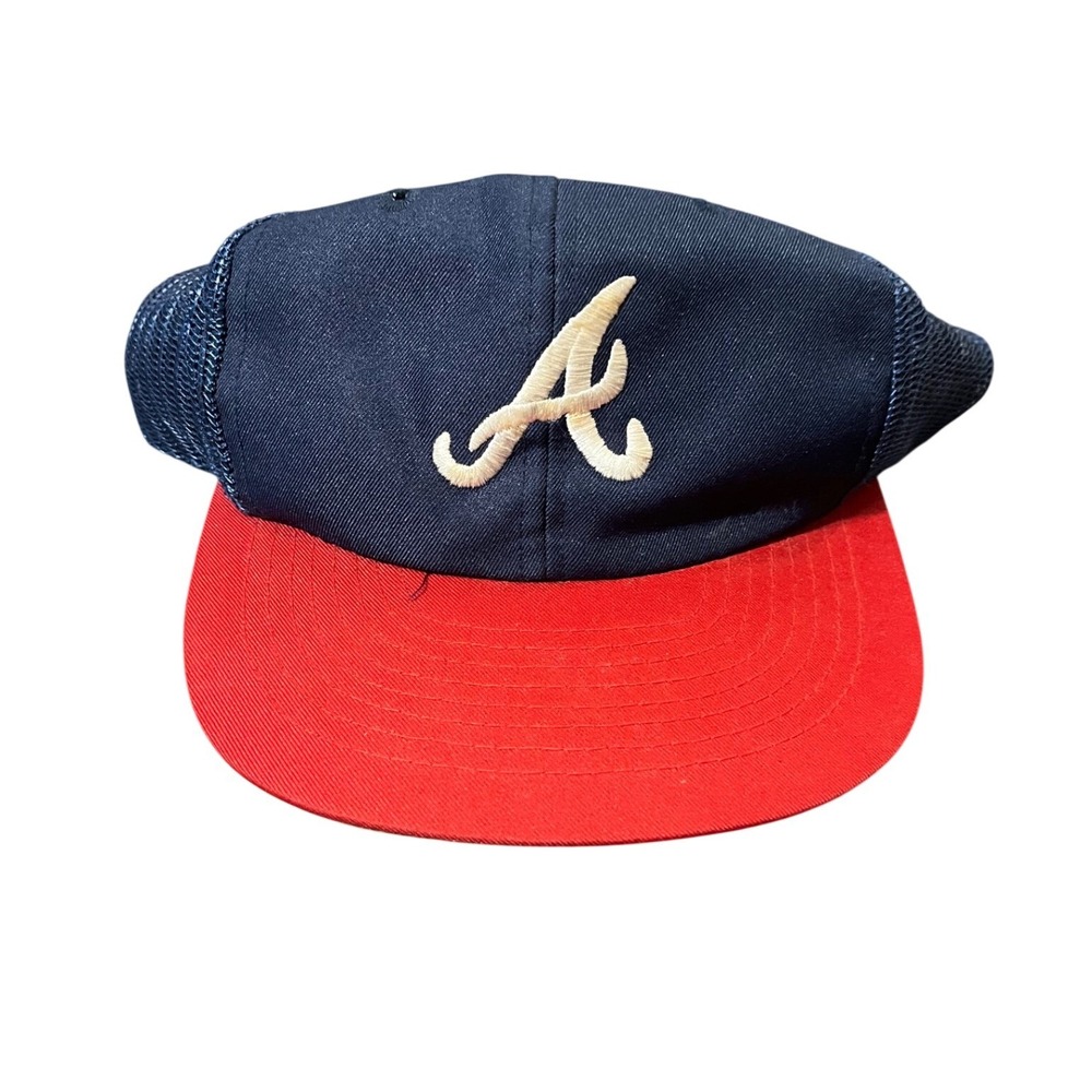 Sports Products Corp Atlanta Braves Hat Mens OSFA Navy Red Vintage Trucker MLB
